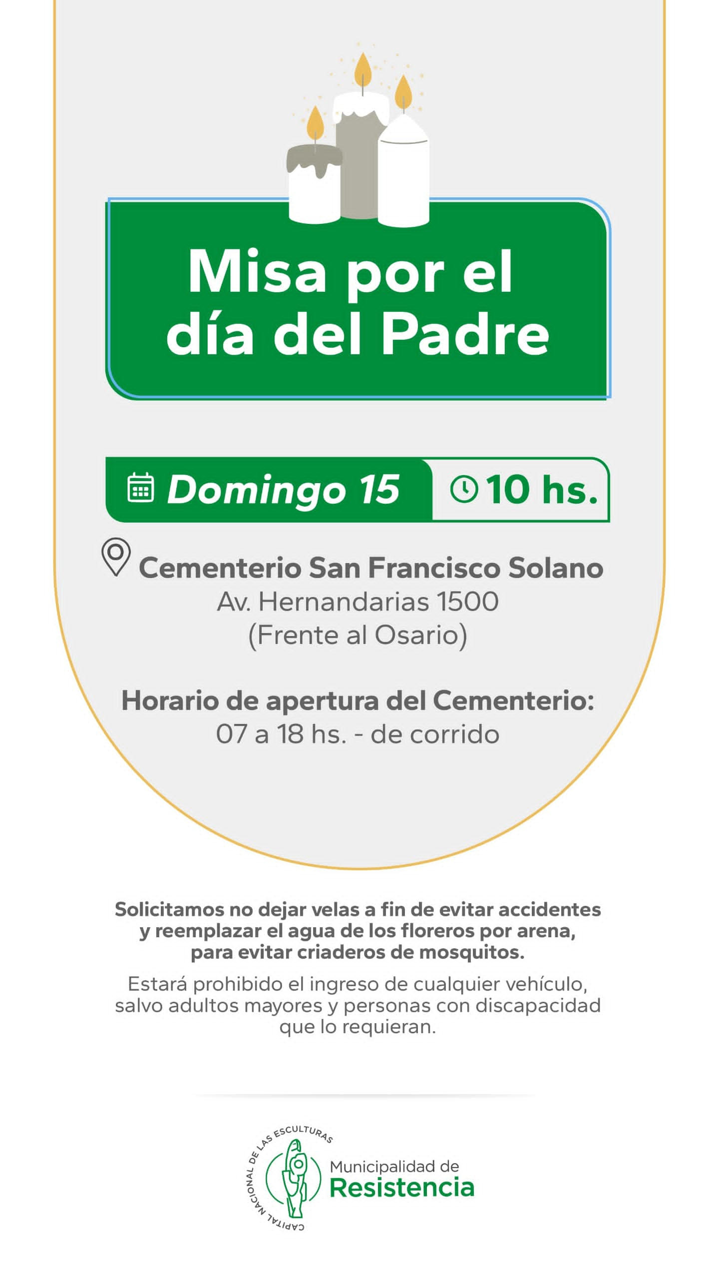 Este domingo habrá misa en el cementerio por el Día del Padre