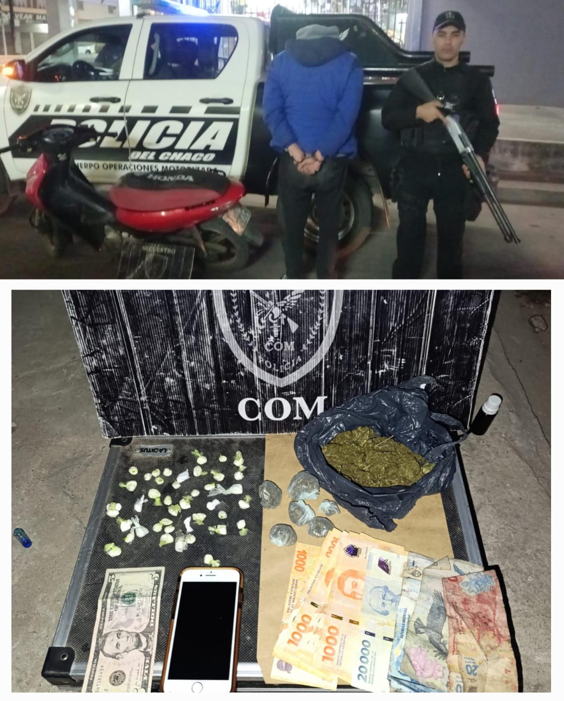 Esta madrugada: interceptaron a un motociclista con droga en su poder