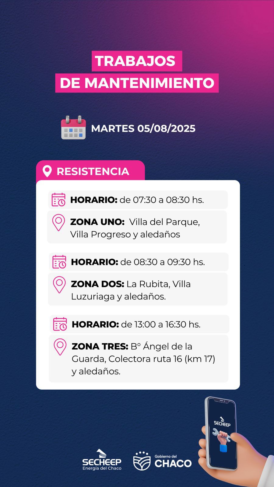 Este martes 5: SECHEEP realizará trabajos de mantenimiento