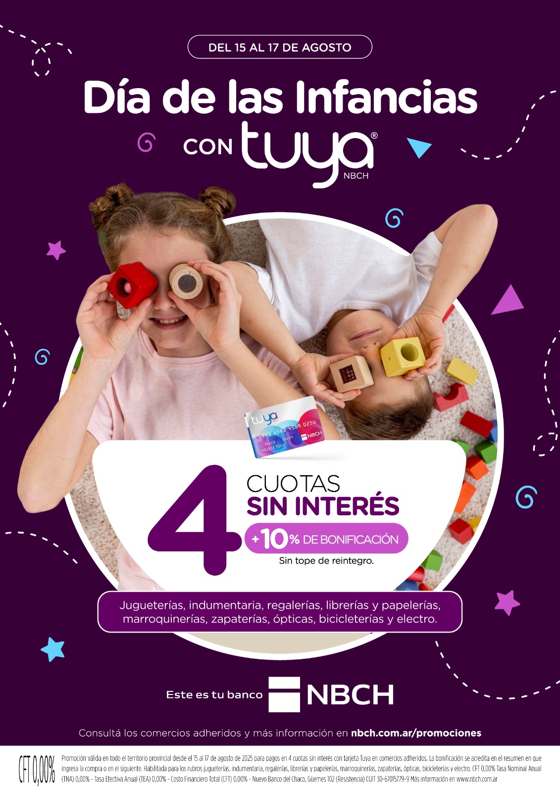 Día de las Infancias con Tarjeta Tuya: cuotas sin interés más bonificación en comercios adheridos
