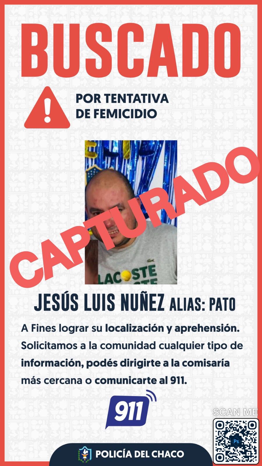 Detuvieron a “Pato” Núñez, acusado de tentativa de femicidio en Resistencia