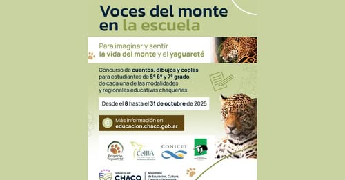 Lanzan concurso escolar para crear dibujos, cuentos y coplas sobre el Yaguareté y el monte chaqueño